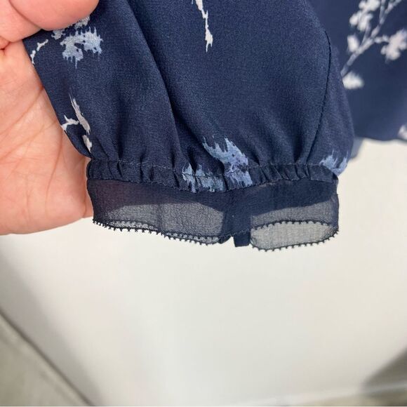 Rebecca Taylor Wisteria Neck Tie Floral Top Silk women's Size 6 blue - Picture 4 of 9